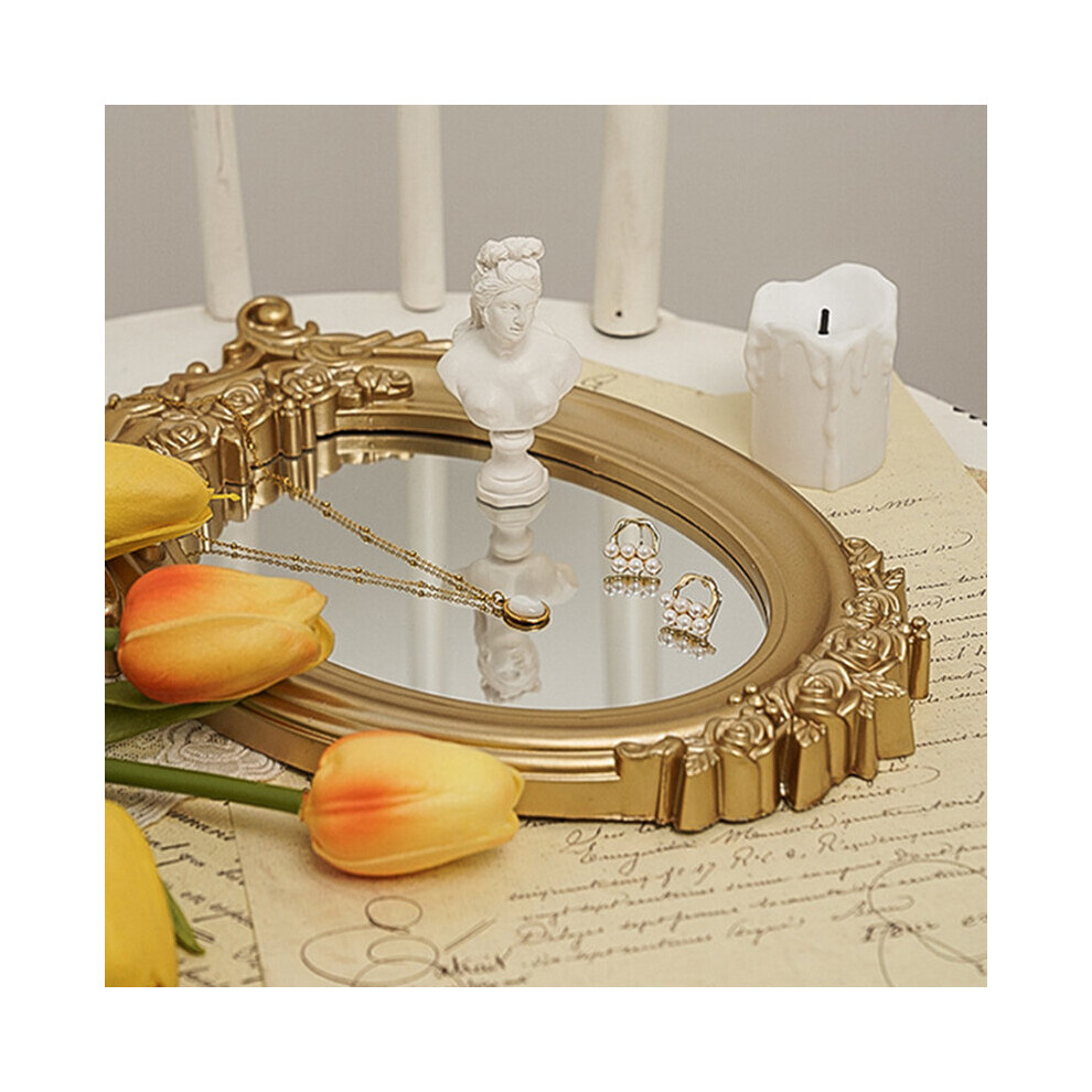 Cutelife Ins Nordic Resin Small Round Table Mirror Tray Vintage Bedroom Makeup Standing Home Decorative - Image 5