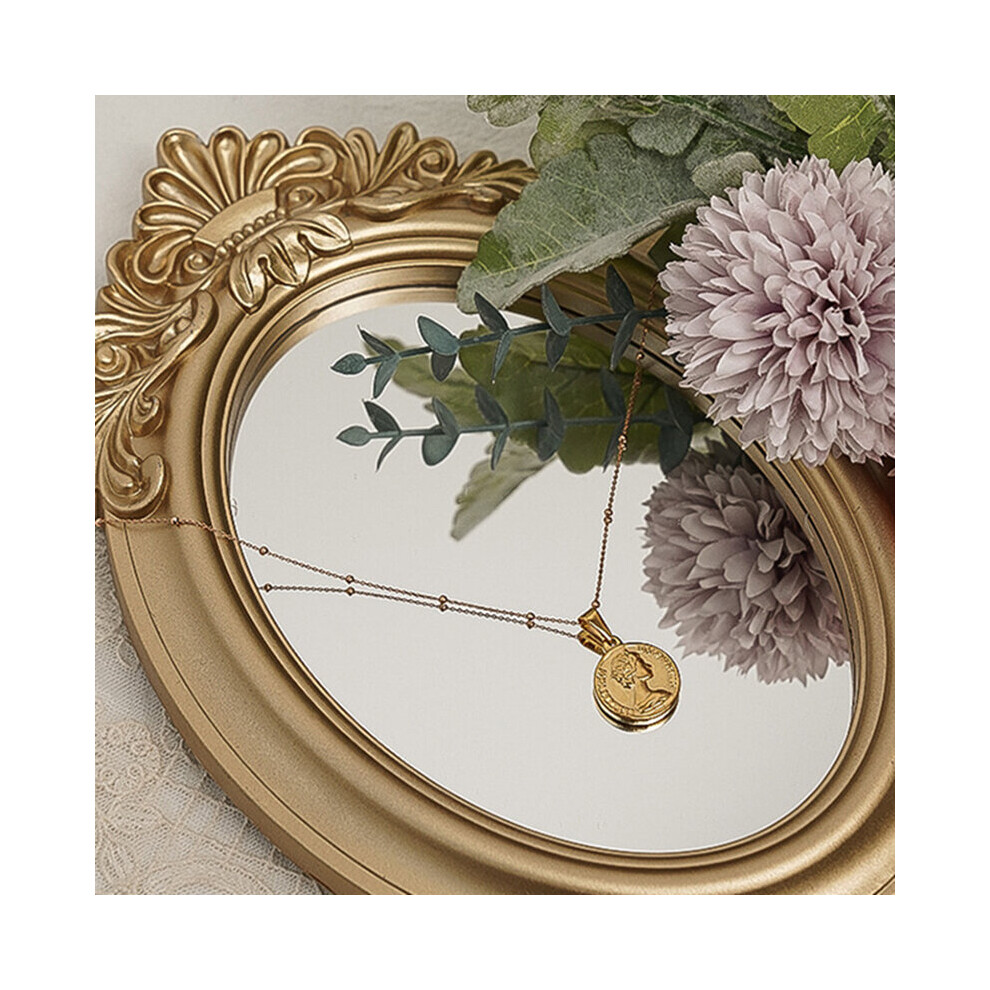 Cutelife Ins Nordic Resin Small Round Table Mirror Tray Vintage Bedroom Makeup Standing Home Decorative - Image 6