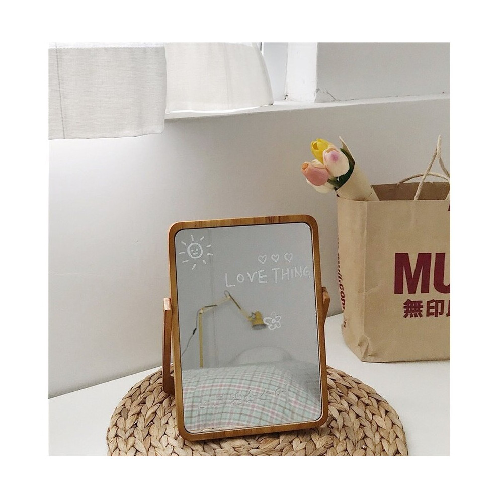 Cutelife INS Wood Standing Make-up Glass Mirror Decorative Dressing Small Nordic Mirror Table Vintage Bedroom Living Room Mirror - Image 3