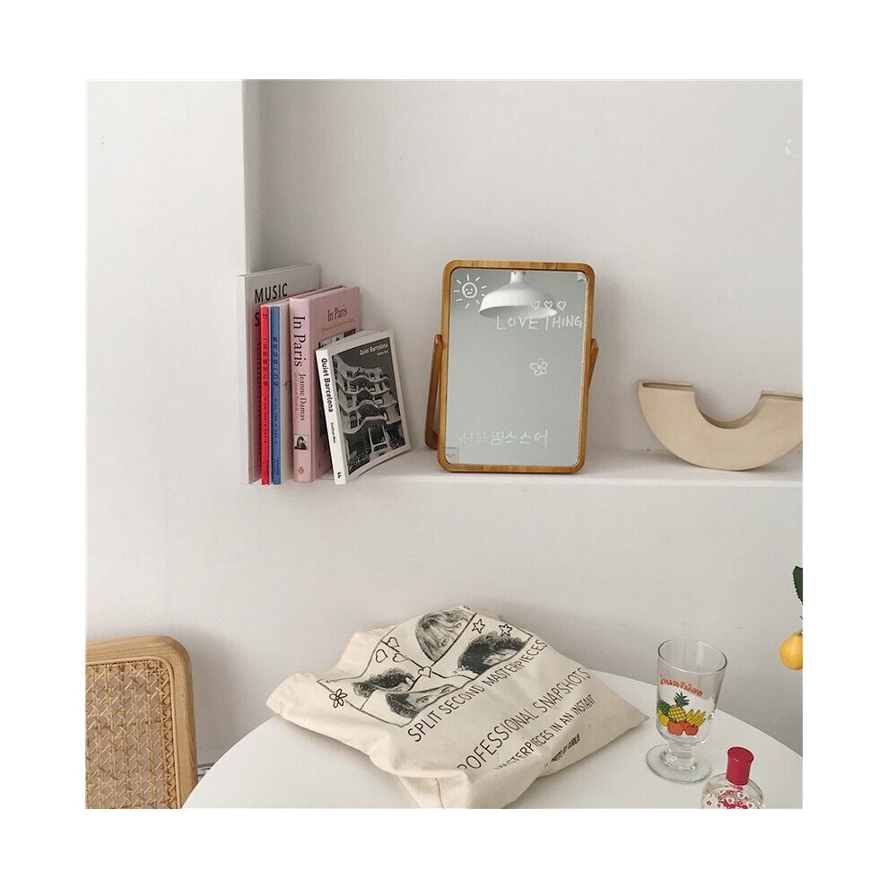 Cutelife INS Wood Standing Make-up Glass Mirror Decorative Dressing Small Nordic Mirror Table Vintage Bedroom Living Room Mirror - Image 4
