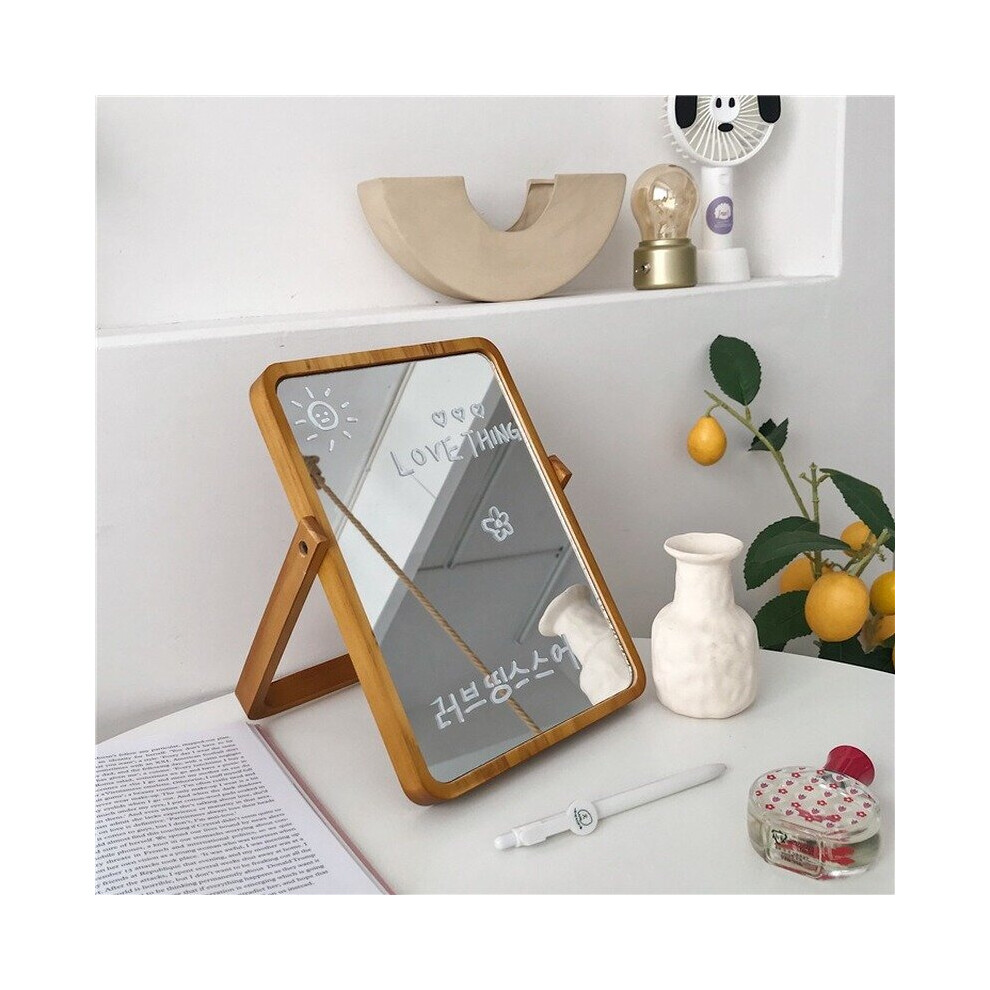 Cutelife INS Wood Standing Make-up Glass Mirror Decorative Dressing Small Nordic Mirror Table Vintage Bedroom Living Room Mirror - Image 6