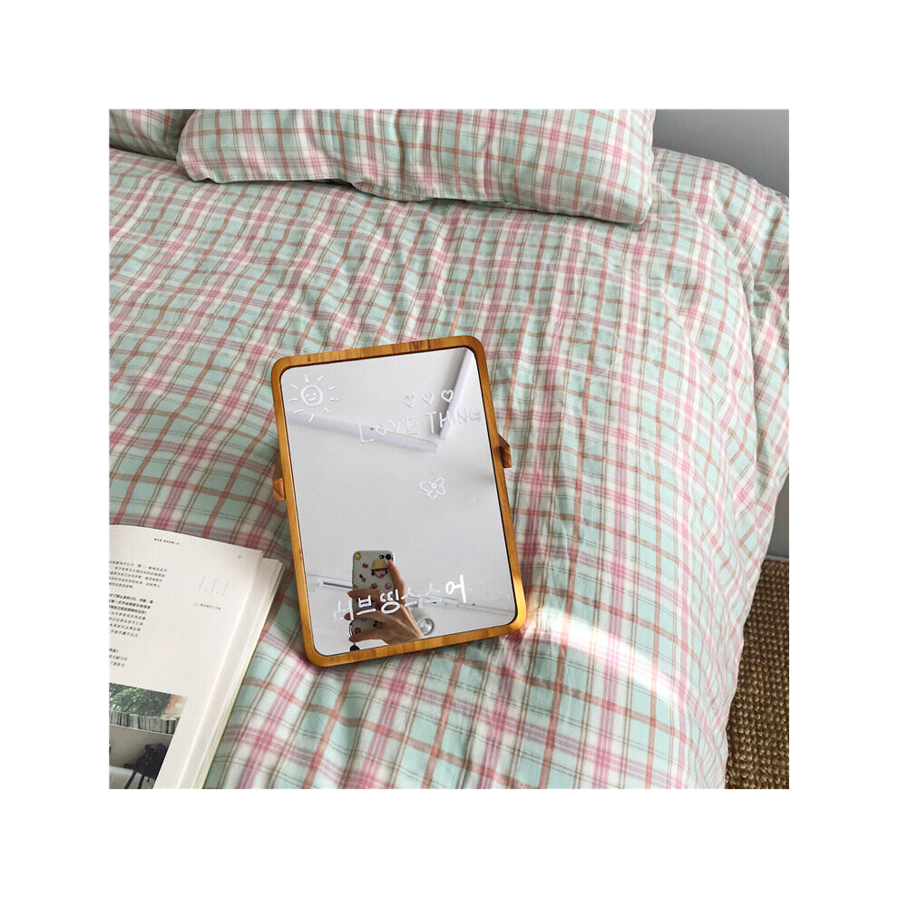 Cutelife INS Wood Standing Make-up Glass Mirror Decorative Dressing Small Nordic Mirror Table Vintage Bedroom Living Room Mirror
