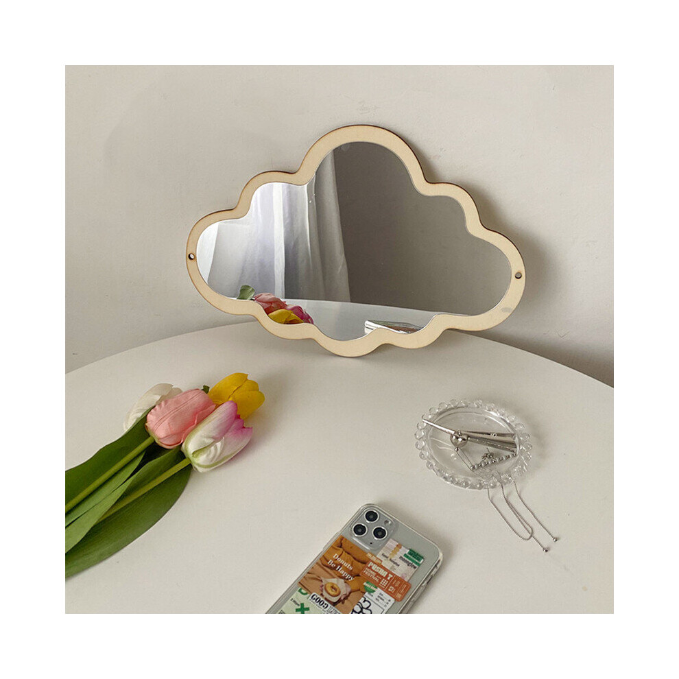 Cutelife Nordic Cloud Wood Make-Up Decorative Mirror Glass Living Room Vintage Wall Mirror Room Desktop Stickers Hanging Mirror - Image 3