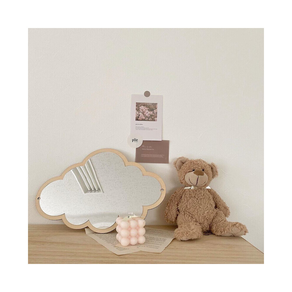 Cutelife Nordic Cloud Wood Make-Up Decorative Mirror Glass Living Room Vintage Wall Mirror Room Desktop Stickers Hanging Mirror - Image 5