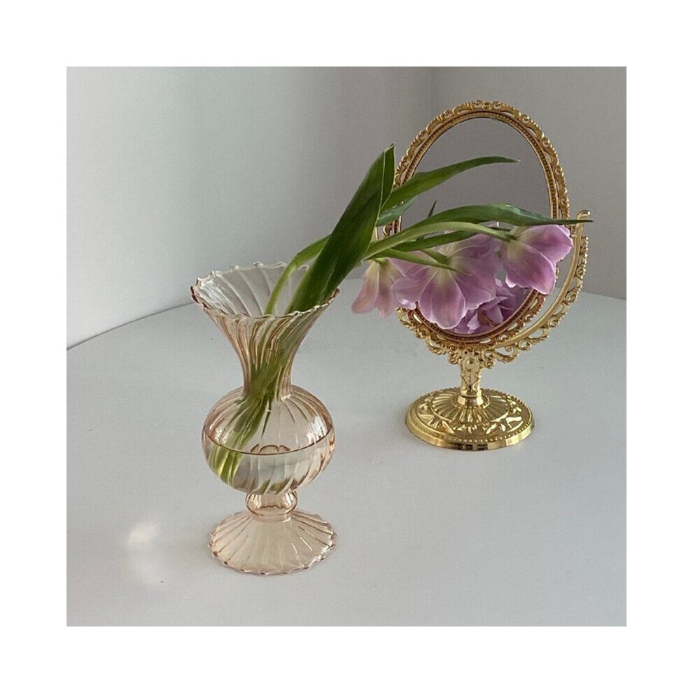 CuteLife Nordic Golden Plastic Oval Decorative Mirror Vintage Standing Dressing Table Mirror Double Sided Make-up Bedroom Mirror - Image 3