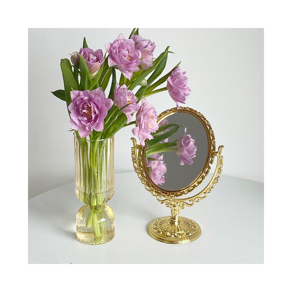 CuteLife Nordic Golden Plastic Oval Decorative Mirror Vintage Standing Dressing Table Mirror Double Sided Make-up Bedroom Mirror - Image 4