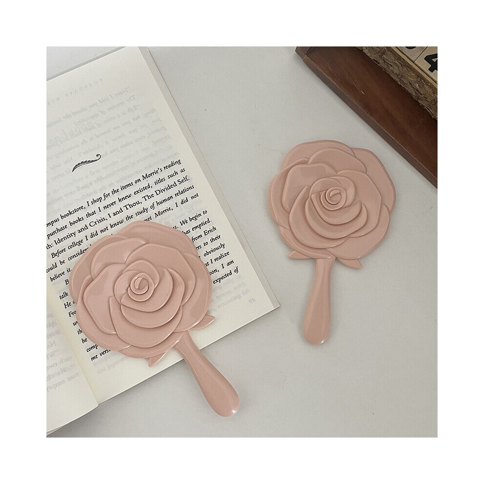 CuteLife Vintage Pink Rose Plastic Hand Mirror Makeup Cosmetic Small Pocket Mirror With Handle Compact Home Decorative Mirror - Image 5