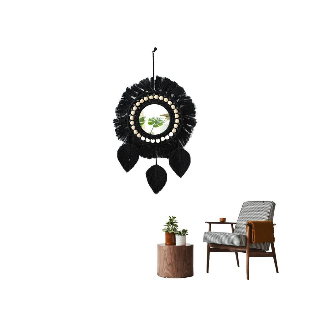 Decor Hanger Mirror Macrame Decorative Wall Mirror For Boho Modern Celestial Phases Decoration Art Wall Decor For Bedroom Living
