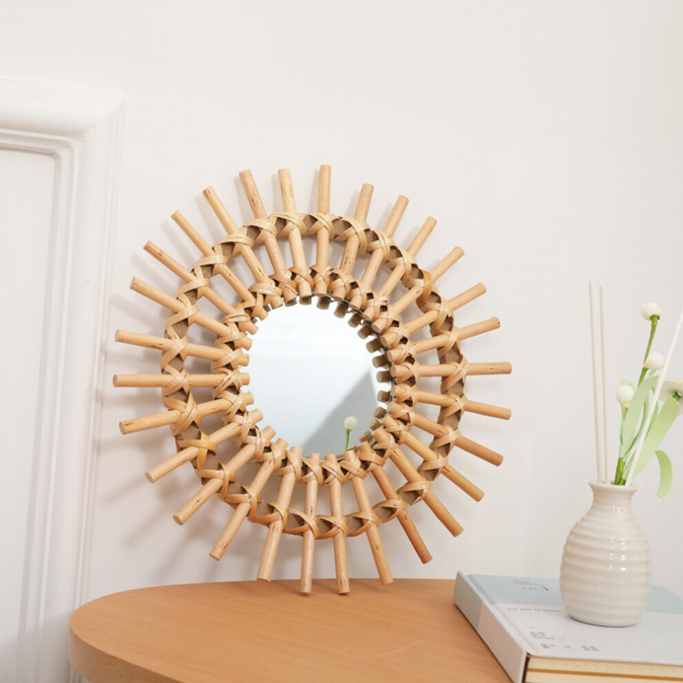 Decorative Mirror Rattan Innovative Art Round Makeup Mirror Dressing Bathroom Nordic Wall Hanging Mirror Ornament for Home Decor - Image 3