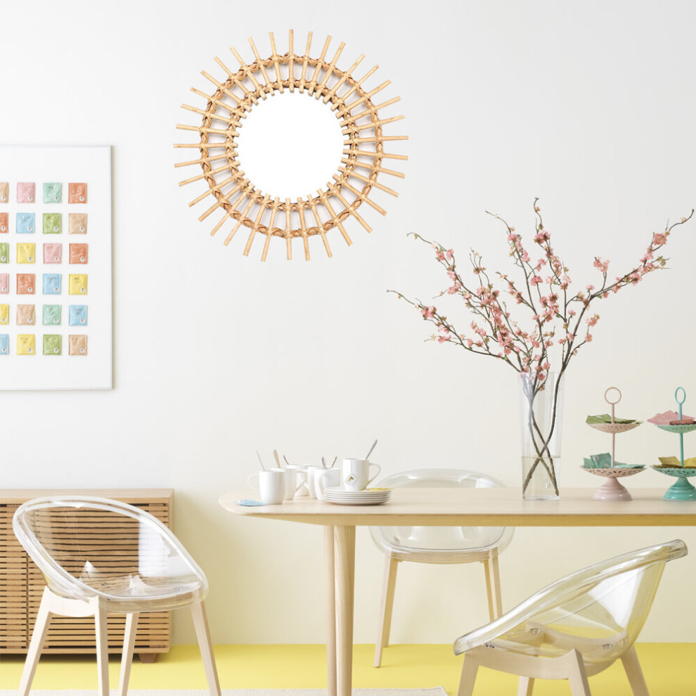 Decorative Mirror Rattan Innovative Art Round Makeup Mirror Dressing Bathroom Nordic Wall Hanging Mirror Ornament for Home Decor - Image 5