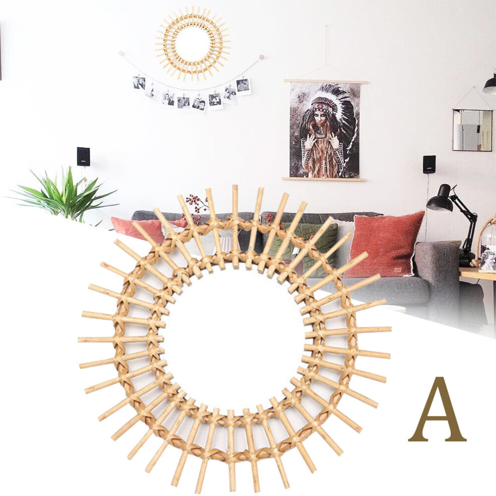 Decorative Mirror Rattan Innovative Art Round Makeup Mirror Dressing Bathroom Nordic Wall Hanging Mirror Ornament for Home Decor