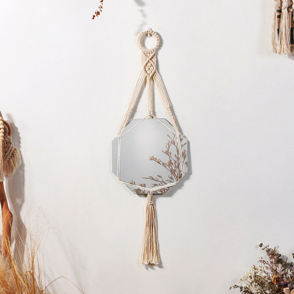 Decorative Mirrors Wall Decor Home Decor for Living Room Irregular Mirror Room Decoration Macrame Boho Mirror Bedroom Decoration - Image 6