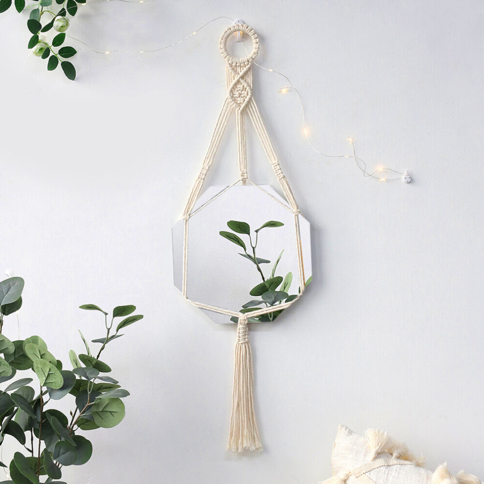 Decorative Mirrors Wall Decor Home Decor for Living Room Irregular Mirror Room Decoration Macrame Boho Mirror Bedroom Decoration