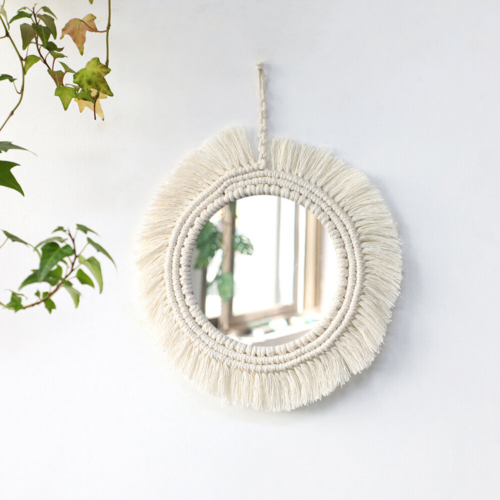 Decorative Mirrors Wall Decor Macrame Round Mirror Boho Home Decor Mirrors for Bedroom Living Room Bathroom Baby Room Decoration