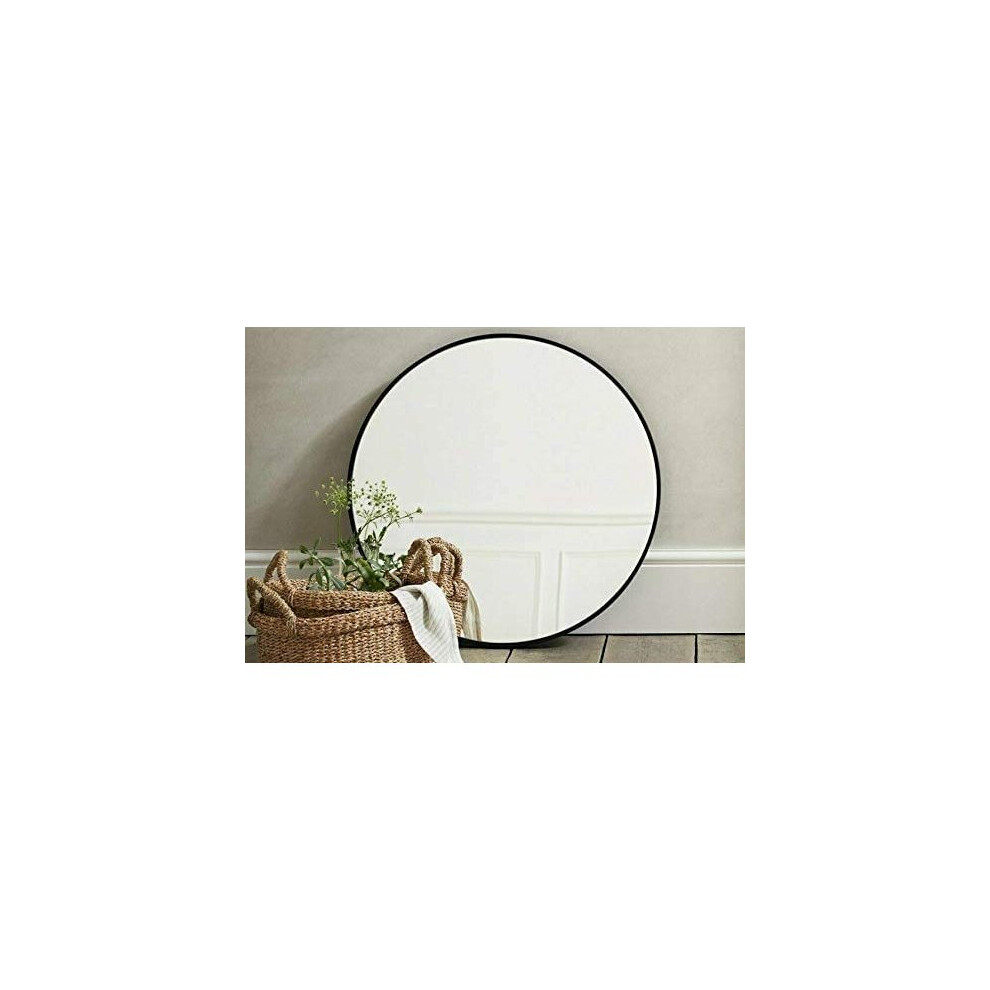 Deenz Large 50Cm Large Round Black Wall Mounted Mirror Aluminium Frame Bathroom Living Room A Must Have Mirror Very Good Size
