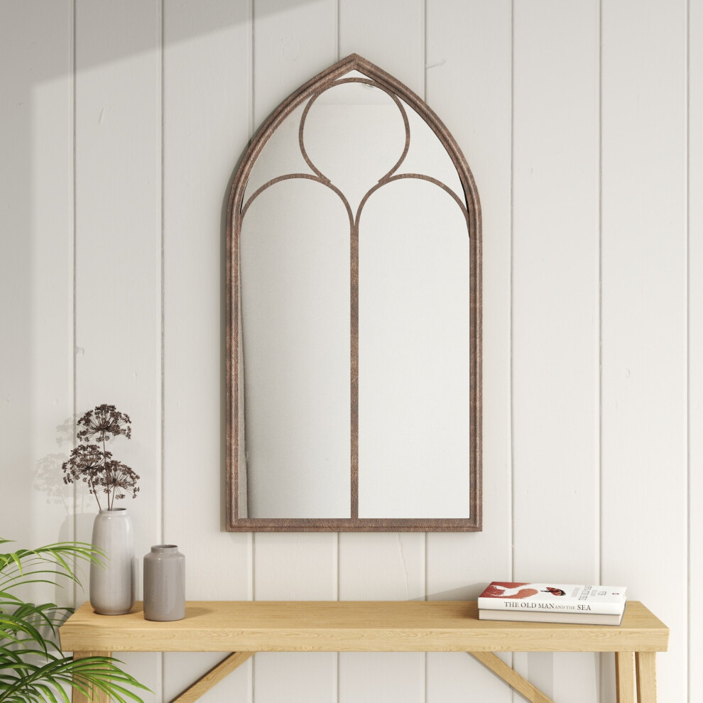 Distressed Gold Window Wall Mirror
