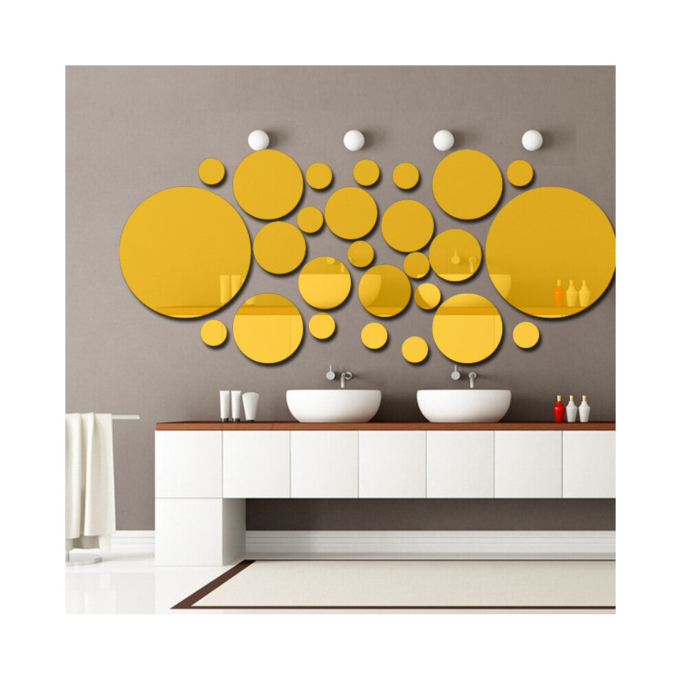 DIY 3D Circles Mirror Wall Sticker Crystal Mural Decal 3D Room Paster Home Decor Living Room Mirrored Decorative Sticker