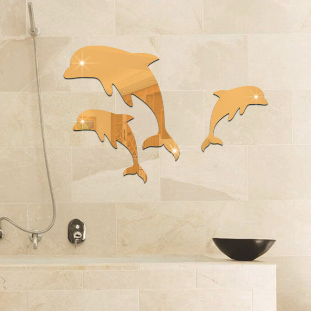 Dolphin Ocean Animal Decor Mirror Sticker Decorative Mirrors Irregular Plastic Floor Mirror Bathroom Decor Bedroom Acrylic