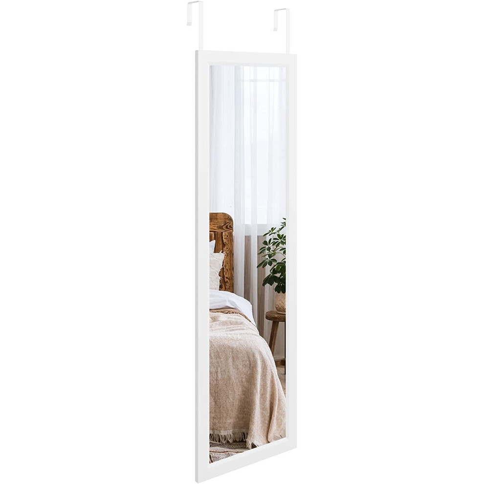 Dripex Over Door Mirror Full Length, Wall Mounted Mirror Door Hung Mirror for Bathroom/Bedroom/Wardrobe - Toughened Glass, White