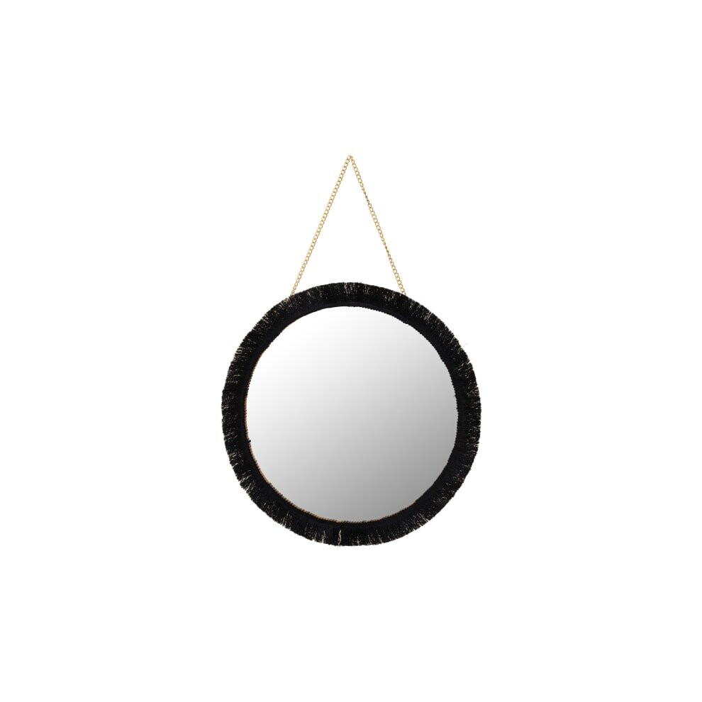 Elegant Fringe Black Round Hanging Mirror Sure To Stand Out Any Room
