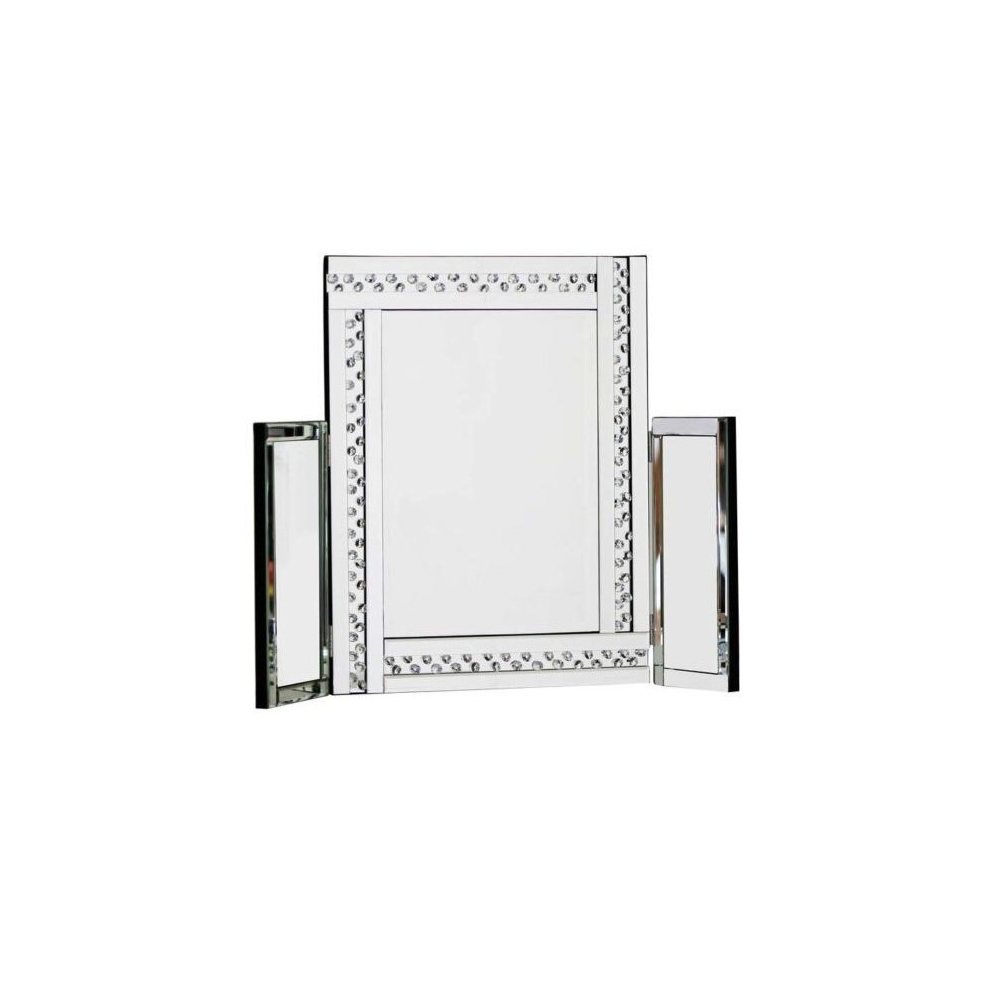 Elegant Vanity Dressing Table Mirror Large Glitz Silver All Made Of Glass 62cm