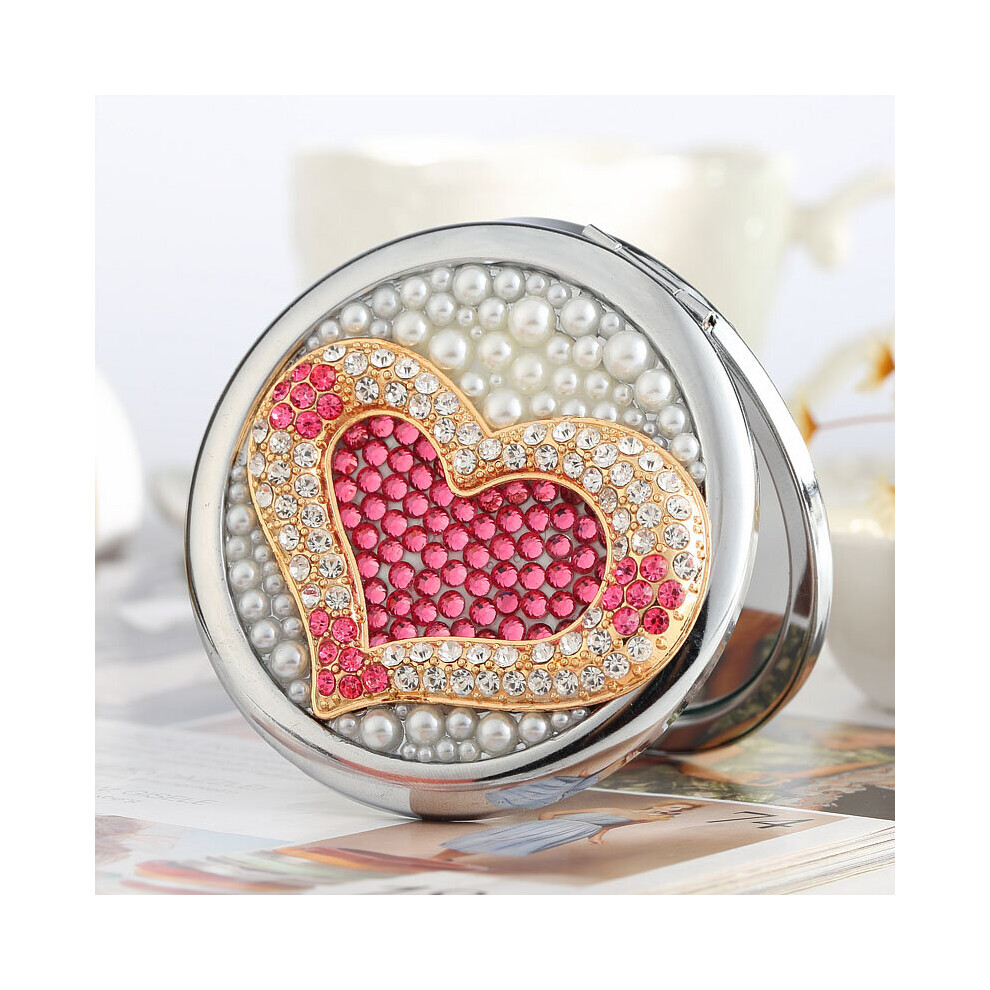 Engrave wordr free,bling rhinestone love heart,Mini Beauty cosmeti pocket makeup compact mirror.wedding party birthday girl