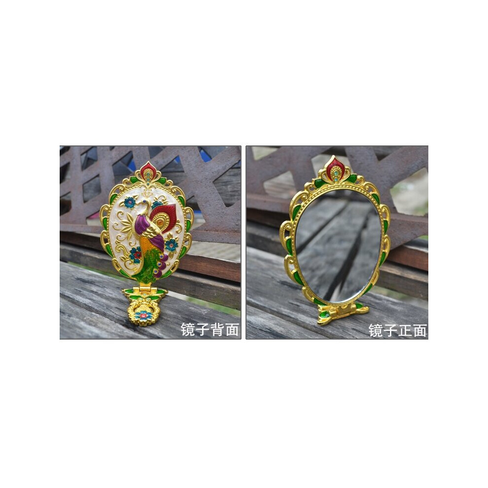 Europe Oval fold Hand mirror peacock decoration mirror metal Portable decortive makeup mirror Beauty mirror for J054 - Image 4