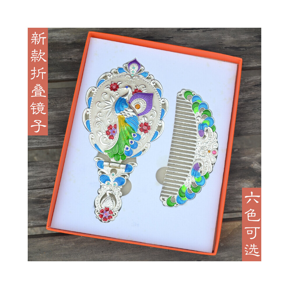 Europe Oval fold Hand mirror peacock decoration mirror metal Portable decortive makeup mirror Beauty mirror for J054 - Image 5