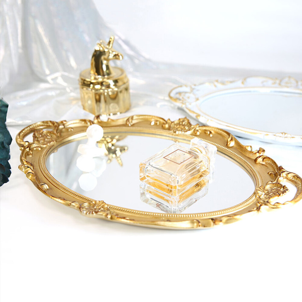European Storage Tray Cosmetic Tray Storage Plates Perfume Plate Retro Groceries Mirror Vintage European Mirror Display - Image 2