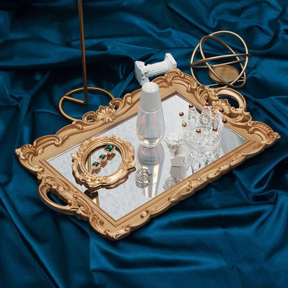 European Storage Tray Cosmetic Tray Storage Plates Perfume Plate Retro Groceries Mirror Vintage European Mirror Display - Image 5