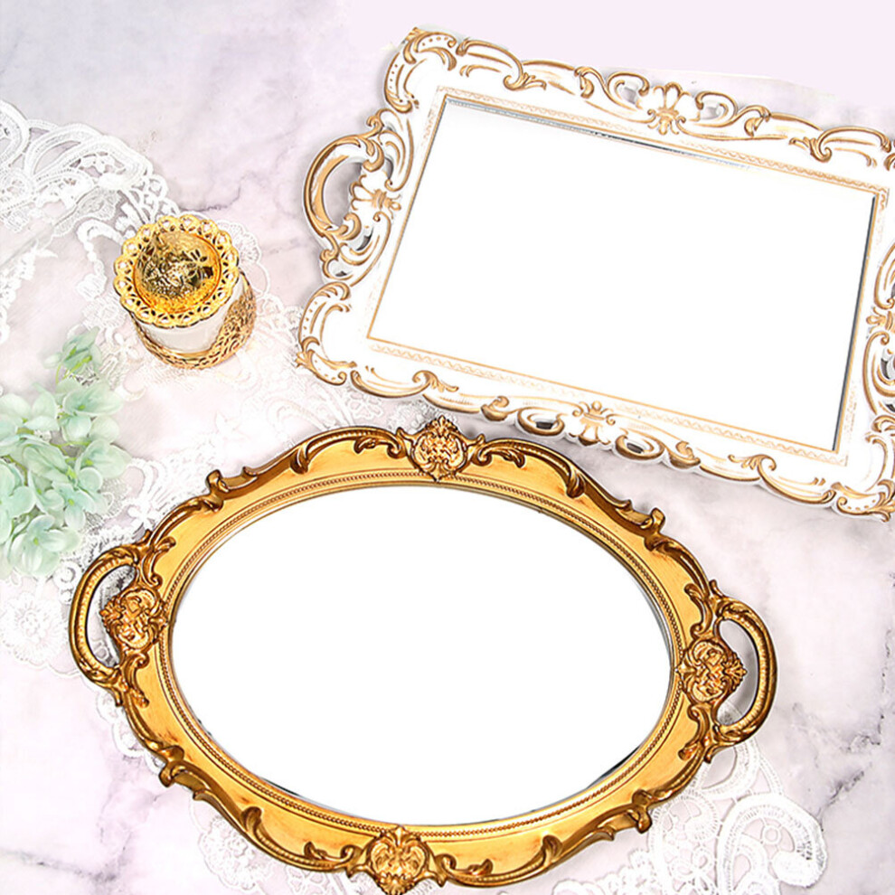 European Storage Tray Cosmetic Tray Storage Plates Perfume Plate Retro Groceries Mirror Vintage European Mirror Display - Image 6
