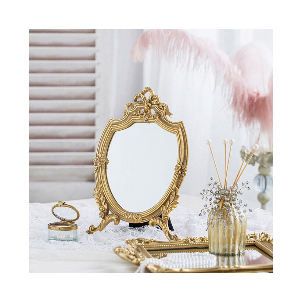 European-style French Cosmetic Mirror Desktop Mirror Decorative Mirror Girl Literary And Art Vintage Makeup Mirrors Bathroom WF - Image 4