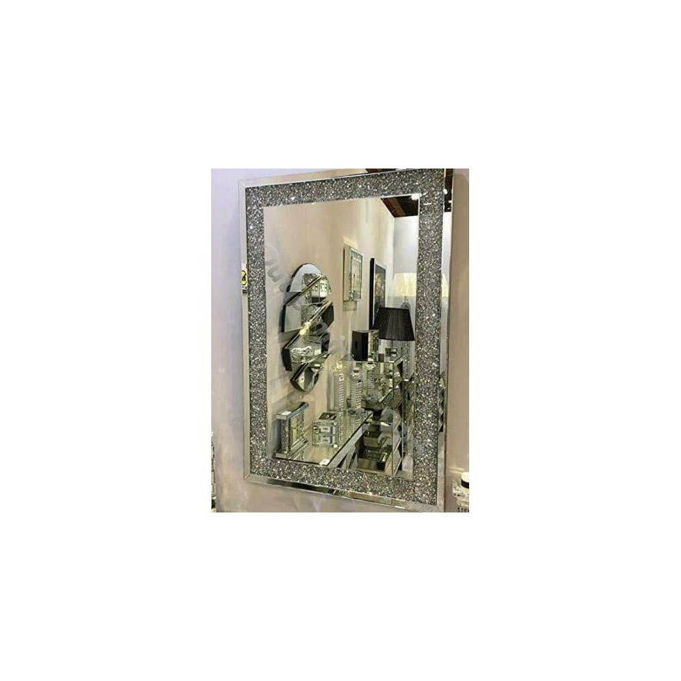 Extra Large Jewel Wall Mirror Loose Diamante New Crystal Square Decor Mirror Gift 104Cm X 74Cm