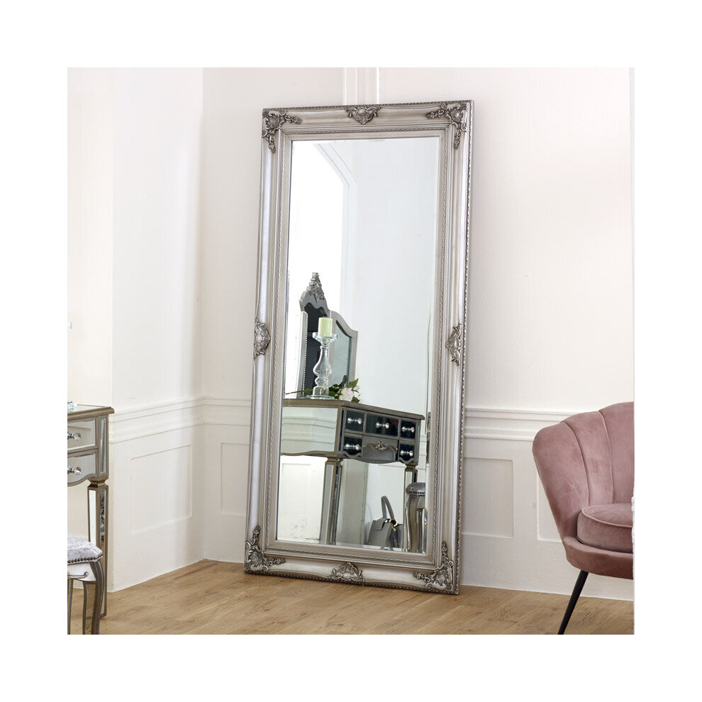 Extra Large Ornate Silver Wall/Leaner Mirror