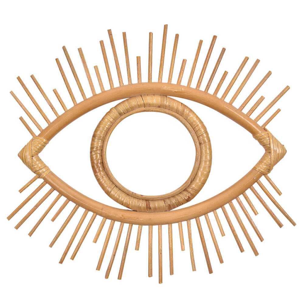 Eye Shape Decor Mirror Frame Rattan Art Decor Makeup Mirror Dressing Bathroom Nordic Wall Hanging Mirror Frame Crafts