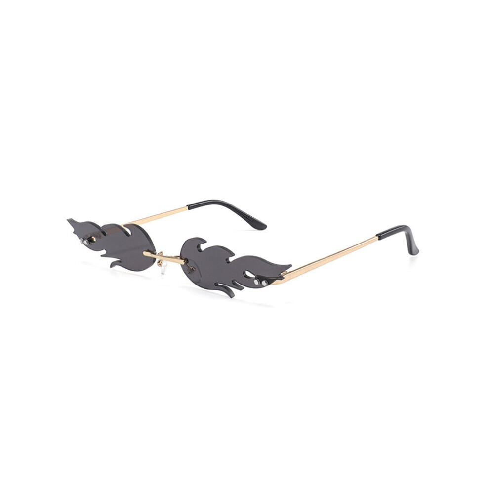 flame sunglasses ladies metal rimless sunglasses European and American dance party glasses