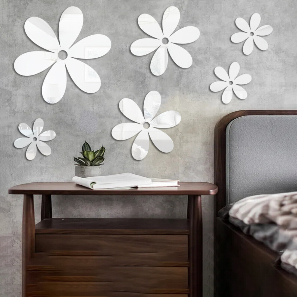 Flower Acrylic Mirror 3D Wall Stickers DIY Removable Self Adhesive Mirror for Living Room Bedroom Bathroom Dorm Home Decoration
