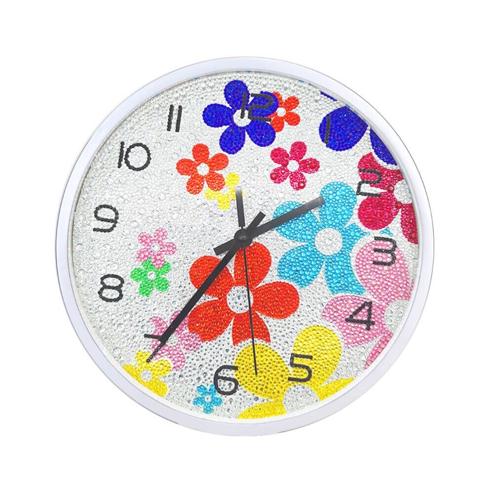 Flower DIY Clock Diamond Painting Kits , Wall Decor with Colorful Diamonds ,Kids Arts and Crafts Kit Includes Clock ,Gifts G99A