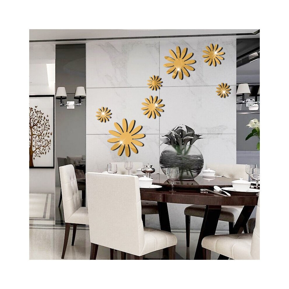 Flowers Mirror Wall Sticker DIY Self Adhesive 3D Wall Decal Removable Mural Wallpaper for TV Background Art Home Decor