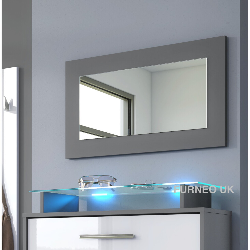Framed Mirror 70x40cm Grey Modern Living Dining Room Hallway Bedroom