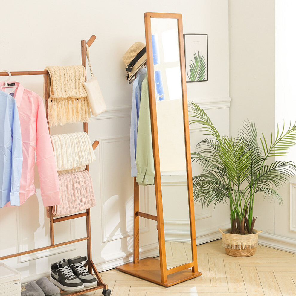 Free Standing Full Length Mirror with Clothes Rack