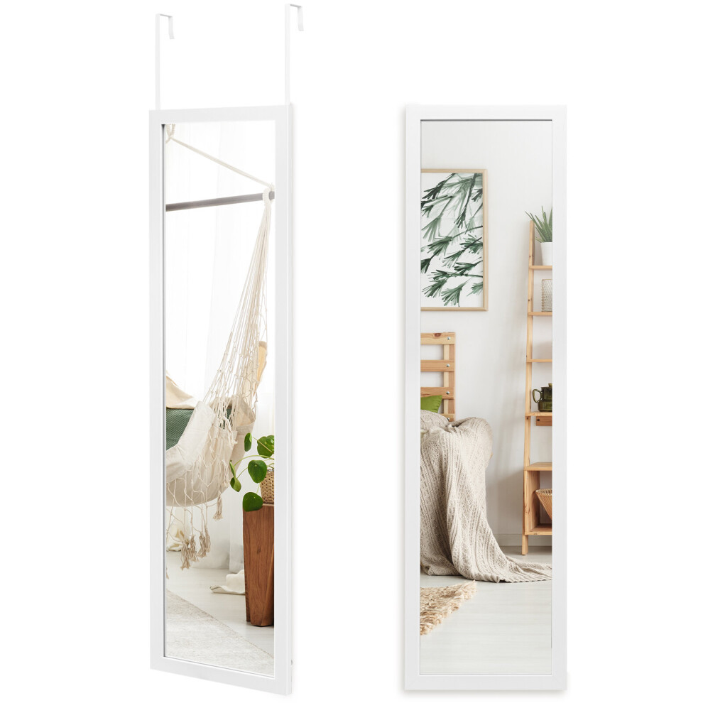 Full Length Mirror Door Wall Mounted Dressing Mirror w/ Hanging Hooks