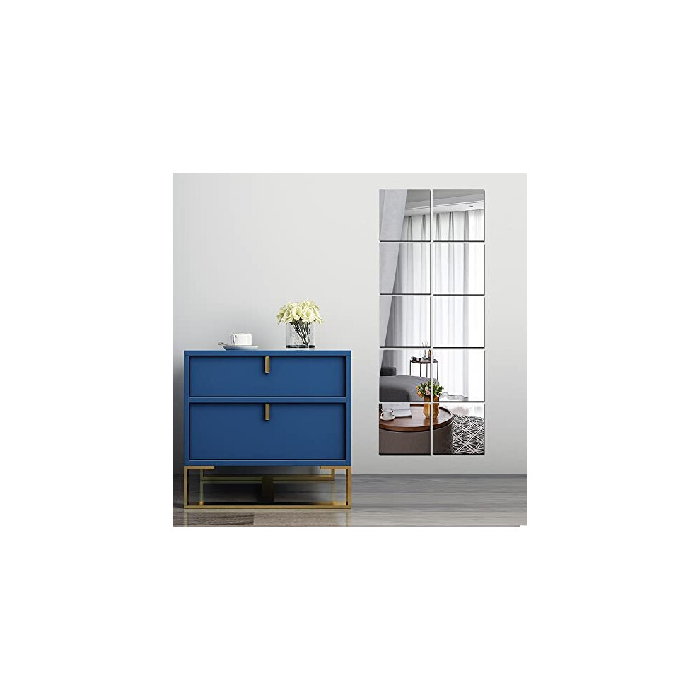 Full Length Wall Mirrors, Full Body 10pcs Acrylic Plexiglass Mirror Wall-Mounted Frameless Mirror Over the Door Large Long Mirror Home Worko