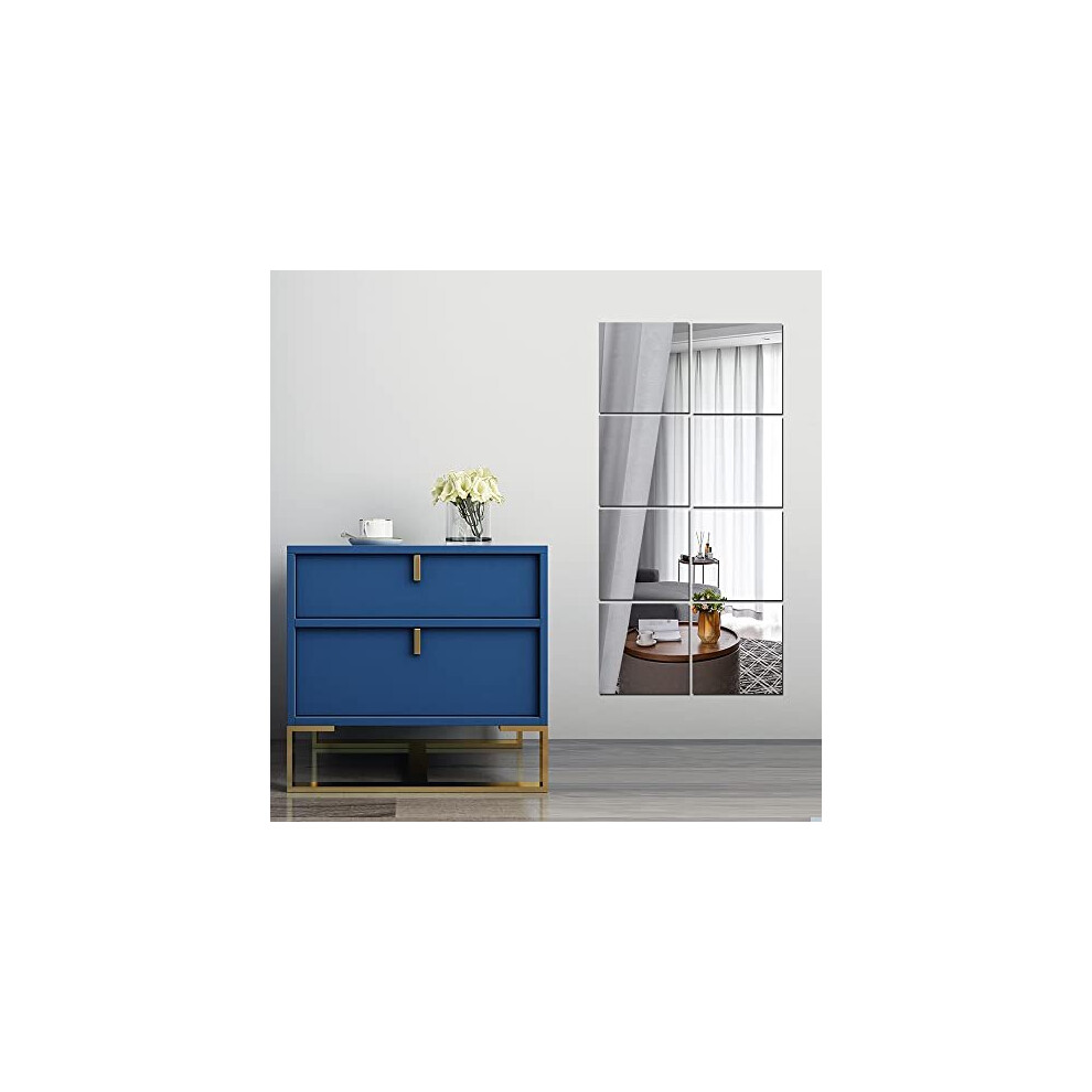 Full Length Wall Mirrors, Full Body 8pcs Acrylic Plexiglass Mirror Wall-Mounted Frameless Mirror Over the Door Large Long Mirror Home Workout Gym