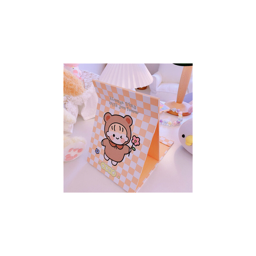 Girl Bunny Foldable Makeup Mirror Dormitory Dressing Book Desktop Large Portable Flip Student Mirror Desktop Folding Mirror