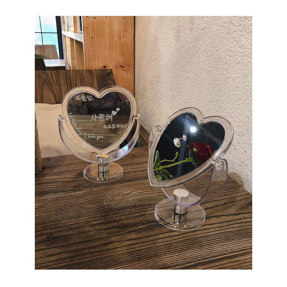 Girl Heart Mirror ??????? Desktop Double-Side Make-up Mirrors Web Celebrity Photo Desktop Portable Dorm Make-up Espejo