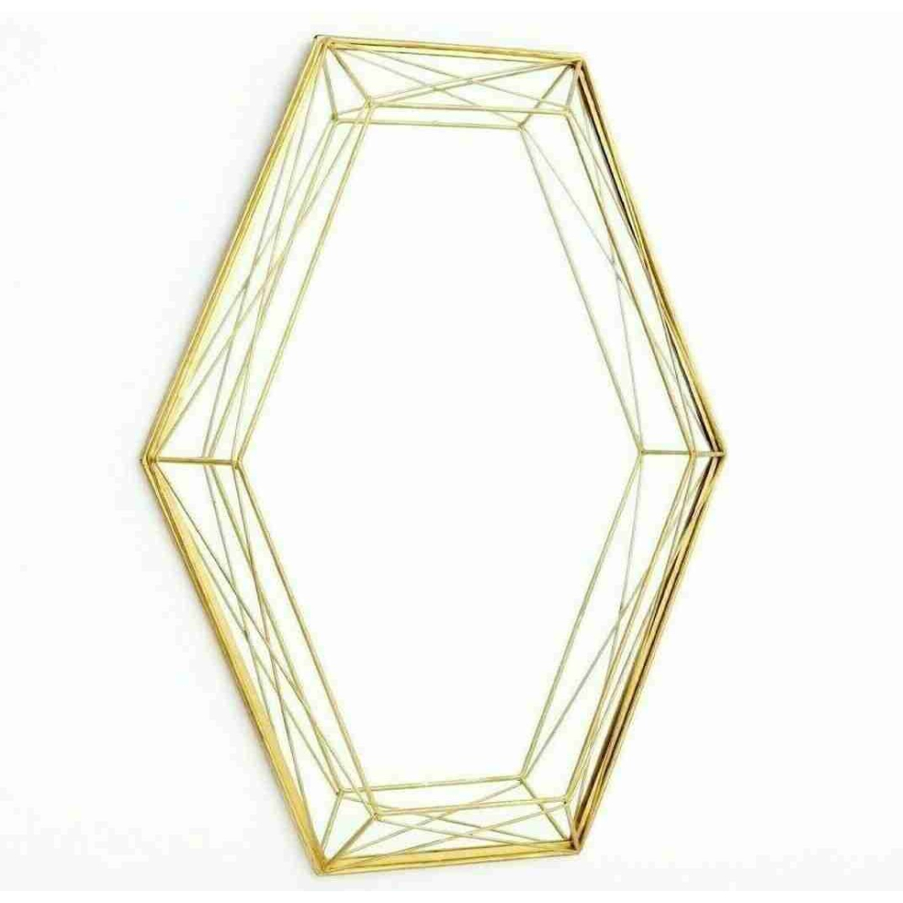 Gold Geometric Large Metal Faceted 3D Wall Mirror