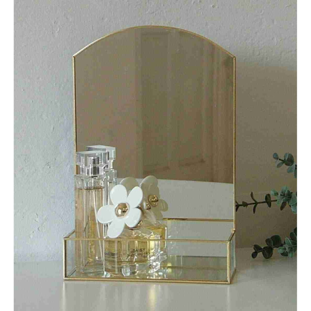 Gold Metal Tabletop Dressing Table Vanity Mirror