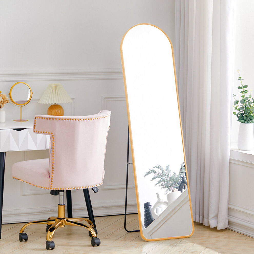 (Gold) Modern Arched Metal Floor Mirror 40cm W x 150cm H