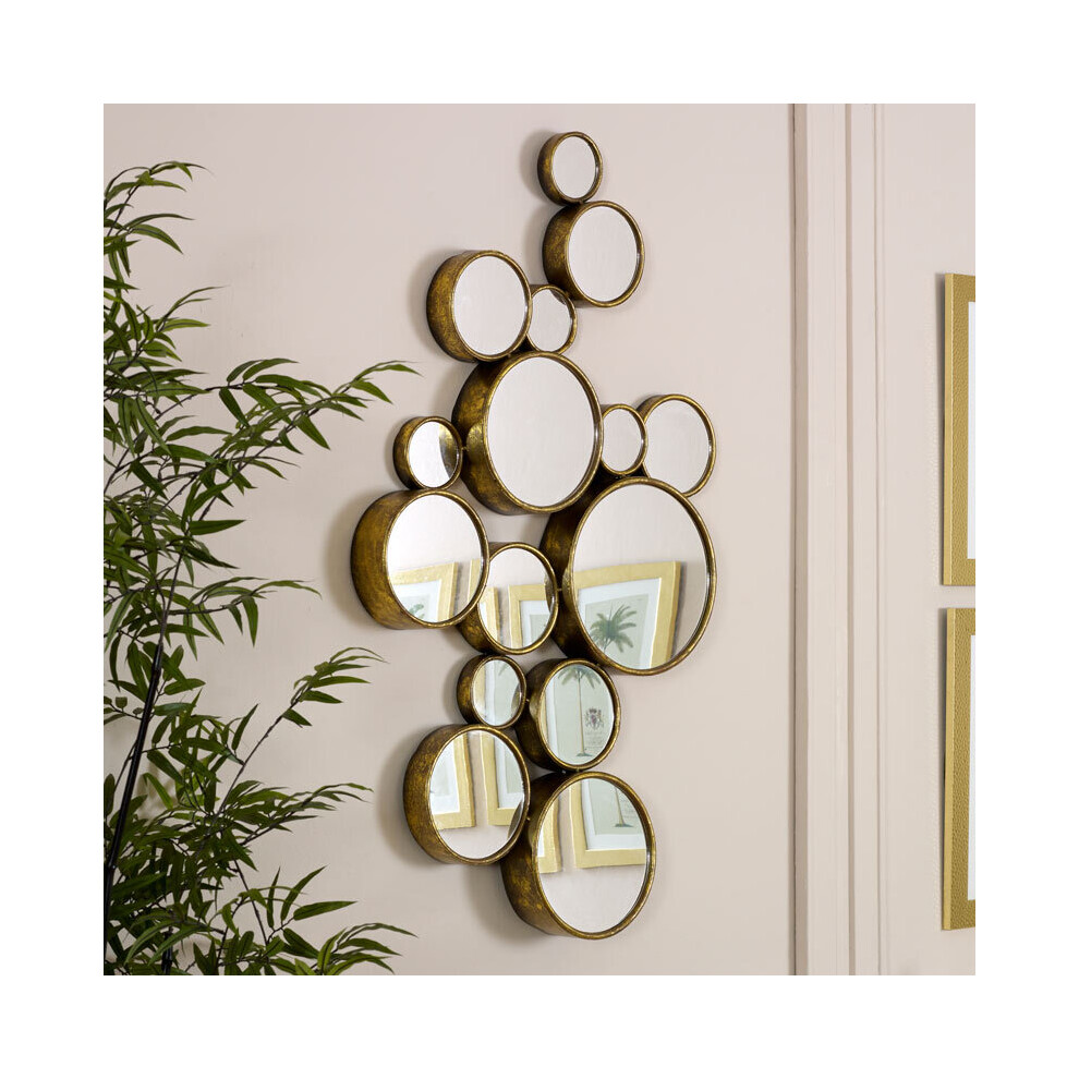 Gold Multi Circle Wall Mirror 61cm x 103cm